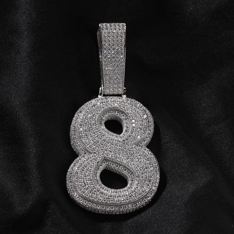 ICE WATER Large Number zirconia Hip Hop Pendant For DIY Couple