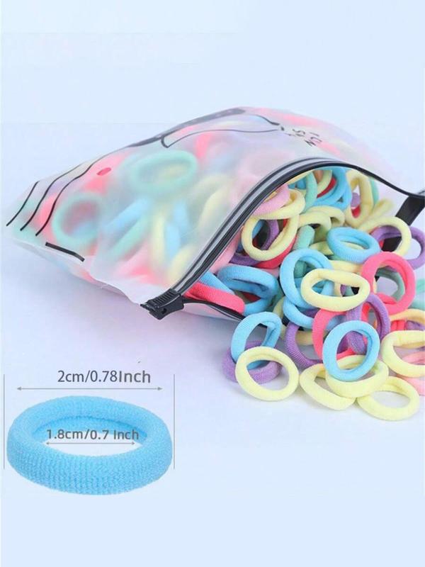 Random Color Hair Tie Set, 100pcs Cute Colorful Hair Scrunchies, High Stretch Nylon Hair Ties, Fashion Hair Accessories for Women & Girls, Minimalist Headwear Suitable for Thick Hair