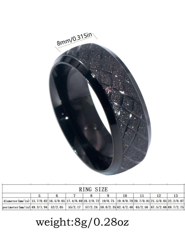 Men's Minimalist Fashionable Argyle Pattern Design Ring,  Casual Temperament New Trend Plain Titanium Steel Ring for Party, Daily Clothing Decor, Trendy All-match & Exquisite Jewelry for Birthday Gift