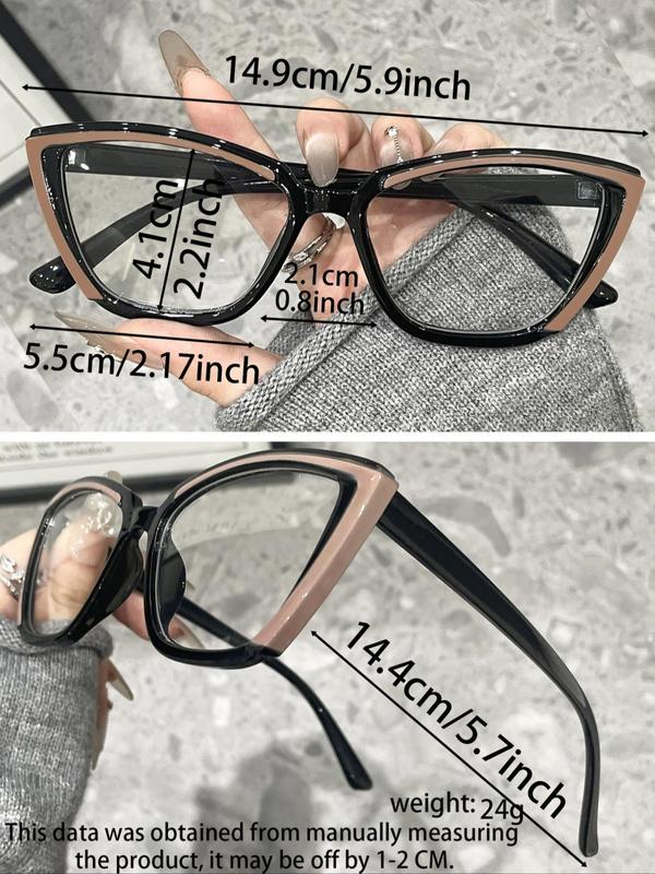 Trendy Cat Eye Frame Eyeglasses, Leopard & Colorblock Eyeglasses for Women & Men, Fashion Eyeglasses for Work, Daily Clothing Decor