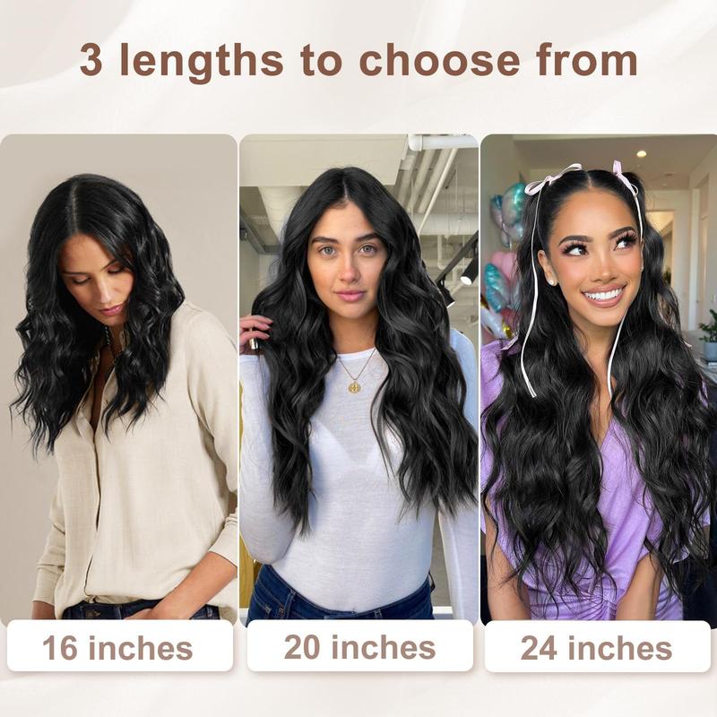 AISI HAIR Clip in Hair Extension 4PCS Long Wavy Hair Extensions 20 24 Inch Synthetic Thick Hairpiece for Women