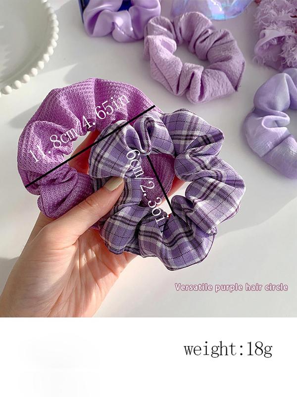 Simple High Stretch Hair Tie, Purple Series Ruched Hair Scrunchies, Fashion Hair Accessories for Women & Girls