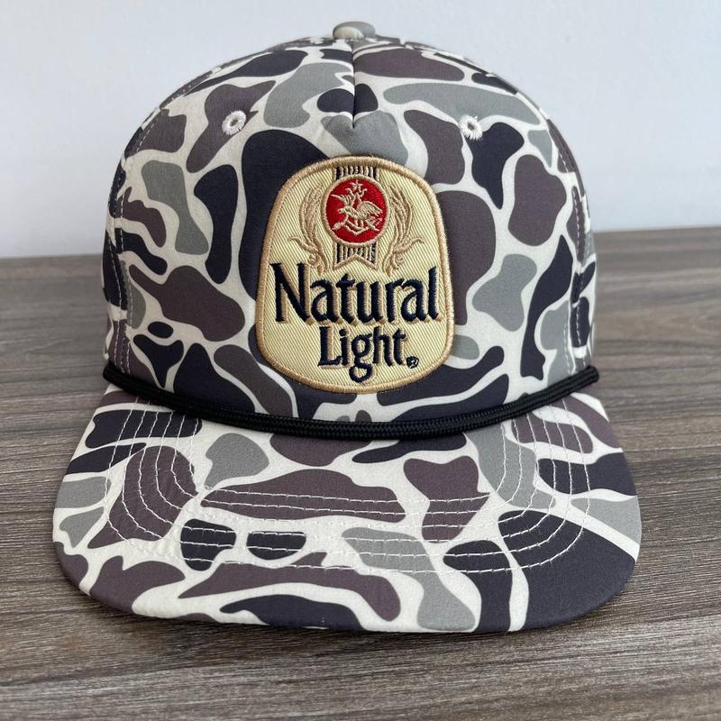 Retro Vintage Coors Banquet, Red Man, Miller Lite, Busch Lite Camouflage Rope-Brim SnapBack Hat