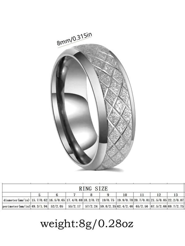 Men's Minimalist Fashionable Argyle Pattern Design Ring,  Casual Temperament New Trend Plain Titanium Steel Ring for Party, Daily Clothing Decor, Trendy All-match & Exquisite Jewelry for Birthday Gift