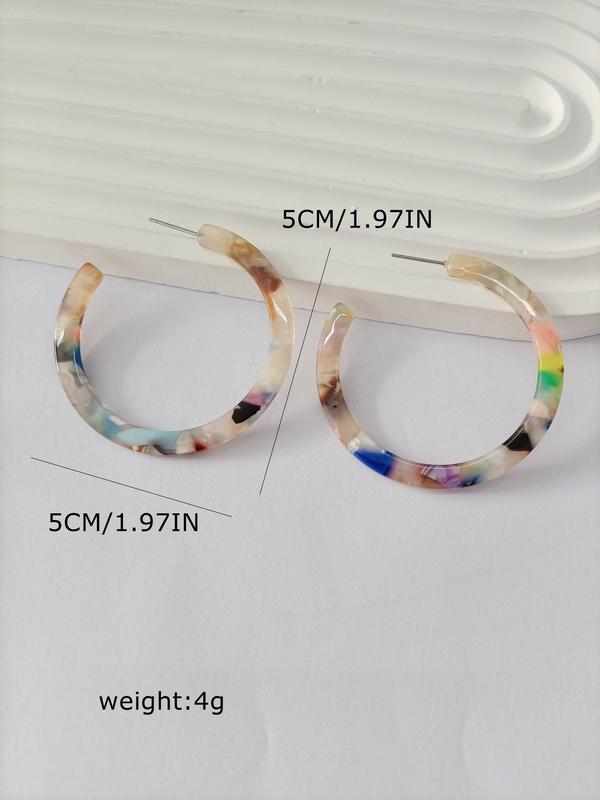 Random Color C-shaped Hoop Earrings, 1 Pair Fashion Jewelry for Party, Daily Clothing Decor, Trendy All-match & Exquisite Jewelry for Birthday Gift for Women