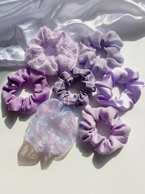 Simple High Stretch Hair Tie, Purple Series Ruched Hair Scrunchies, Fashion Hair Accessories for Women & Girls