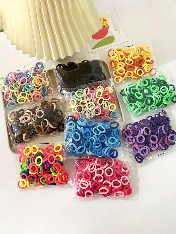 Random Color Hair Tie Set, 100pcs Cute Colorful Hair Scrunchies, High Stretch Nylon Hair Ties, Fashion Hair Accessories for Women & Girls, Minimalist Headwear Suitable for Thick Hair