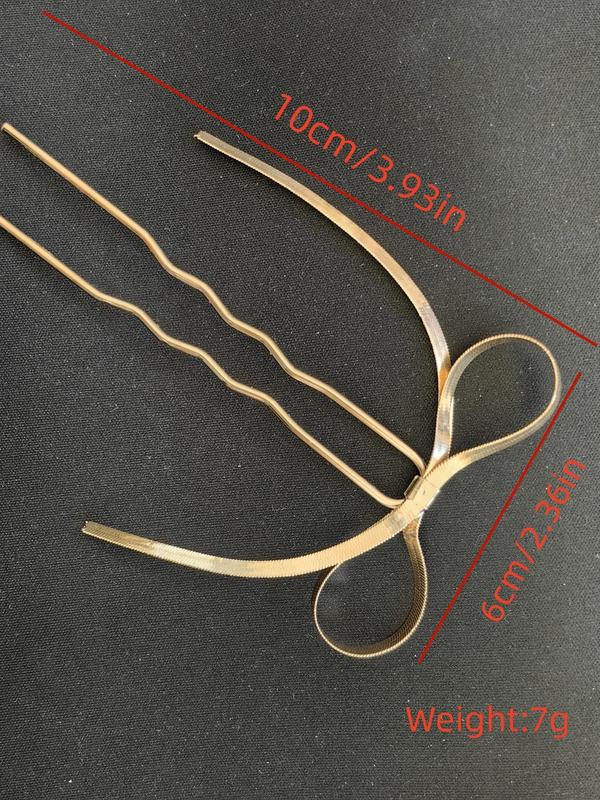 U-shaped Bow Decor Hair Pin, Simple Modern Hair Accessories for Women & Girls, Minimalist Headwear Suitable for Thick Hair