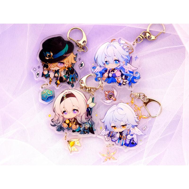 Honkai: Star Rail Character Keychains With Small Charm - Clear Acrylic - Ultra High Quality