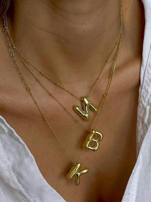 Cute Bubble Letter Design Pendant Necklace, 2024 New Style Fashionable Vintage Jewelry for Women & Girls, Exquisite and Versatile Charm Accessories for Daily Wear