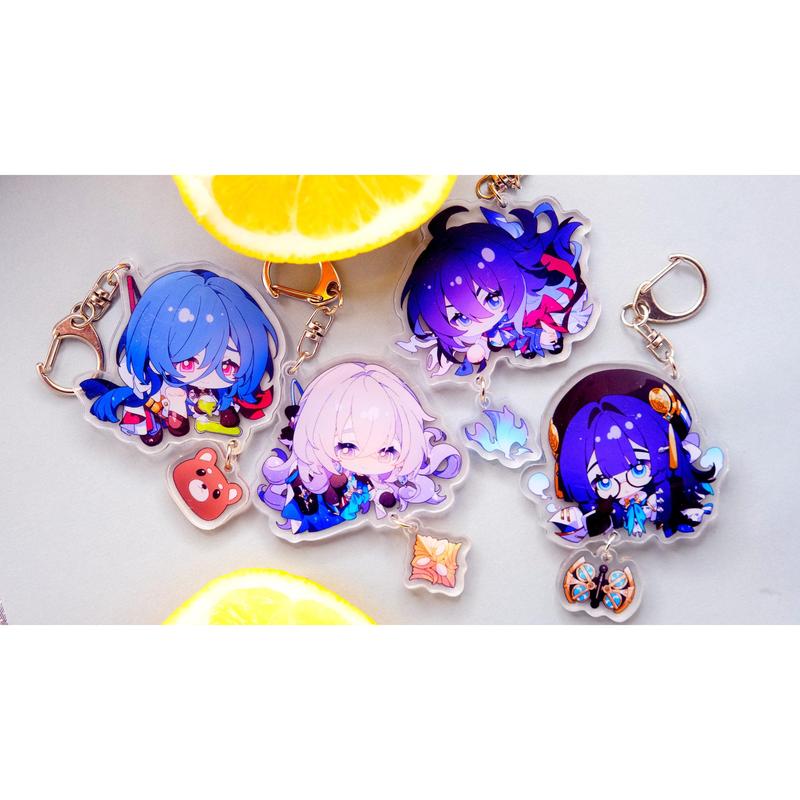 Honkai: Star Rail Character Keychains With Small Charm - Clear Acrylic - Ultra High Quality