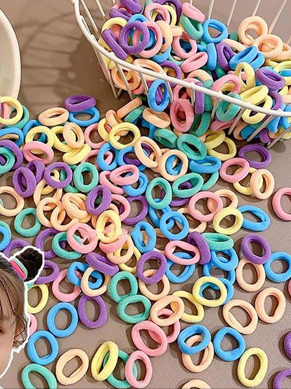 Cute Mini Colorful Solid Color Hair Ties, 100pcs set High Elasticity Seamless Hair Ties, Hair Accessories for Women & Girls