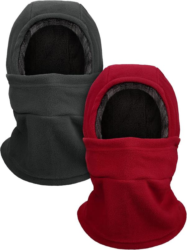 Winter Balaclava Hat Fleece Full Face Covering Scarf with Drawstring