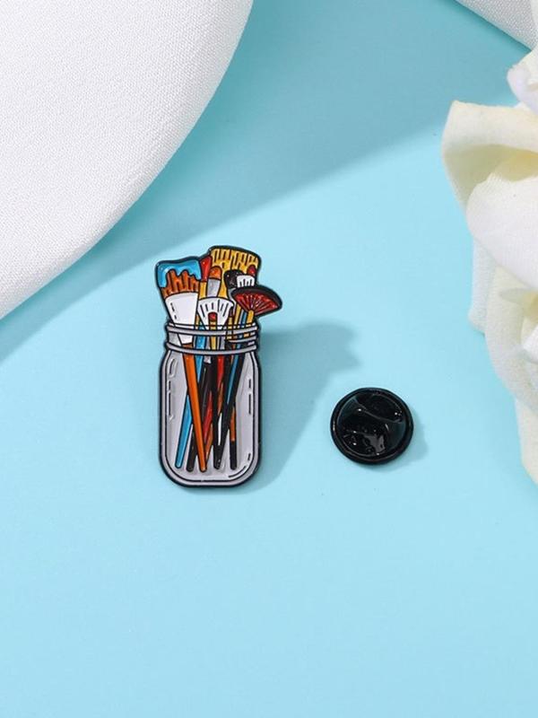 Paintbrush Design Brooch, Fashion Alloy Badge for Daily Clothing Decor, Enamel Pin Suitable for Backpacks, Jeans, Scarves, Hats Decoration Fixed Buckle, Casual Zinc Alloy Jewelry for Men & Women