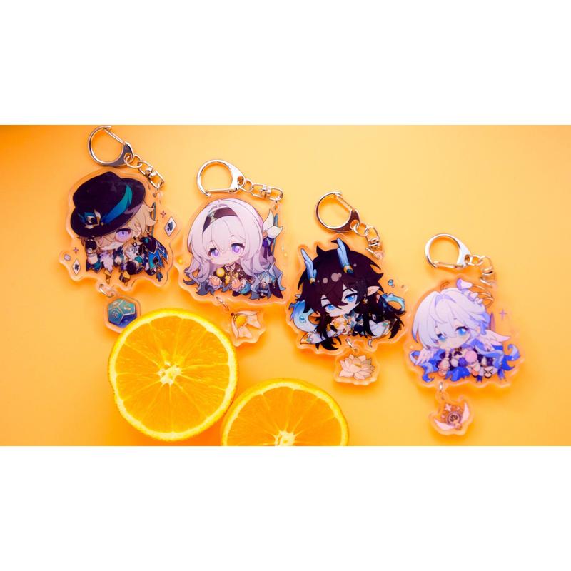 Honkai: Star Rail Character Keychains With Small Charm - Clear Acrylic - Ultra High Quality