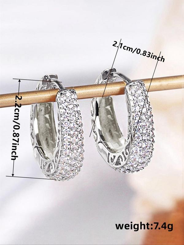 Women's Elegant Rhinestone Decor Hoop Earrings, 1 Pair Exquisite Trendy Hoop Earrings, Chic Gorgeous Jewelry As Gift for Girlfriend for Party Decor