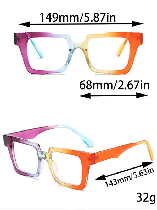 Women's Street Trend Square Frame Eyeglasses for Everyday Use, Trendy Candy Color Block Y2k Eyeglasses, Streetwear, Versatile Decorative Eyeglasses, Cool Female Accessories for Daily Use