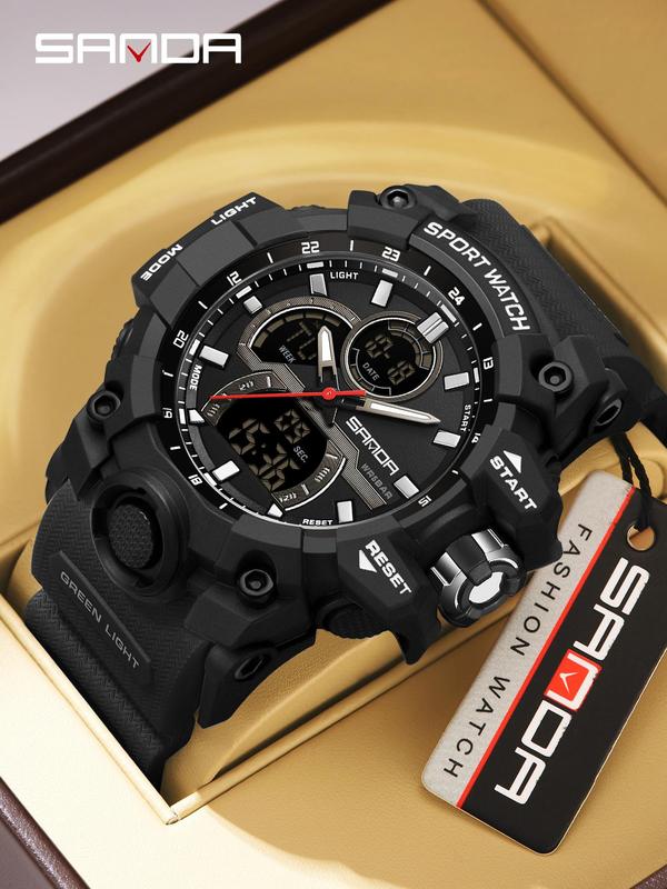 Men's Fashion Sportive Waterproof Digital Watch, Casual Trendy Luminous Digital Watch, Multifunctional Electronic Watch with Box