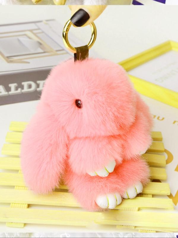 Cute Plush Rabbit Design Keychain, 2024 New Style Fashionable Plush Keychain for Women & Men, Keychain for Car, Key, Trendy All-match & Exquisite Keychain for Birthday Gift