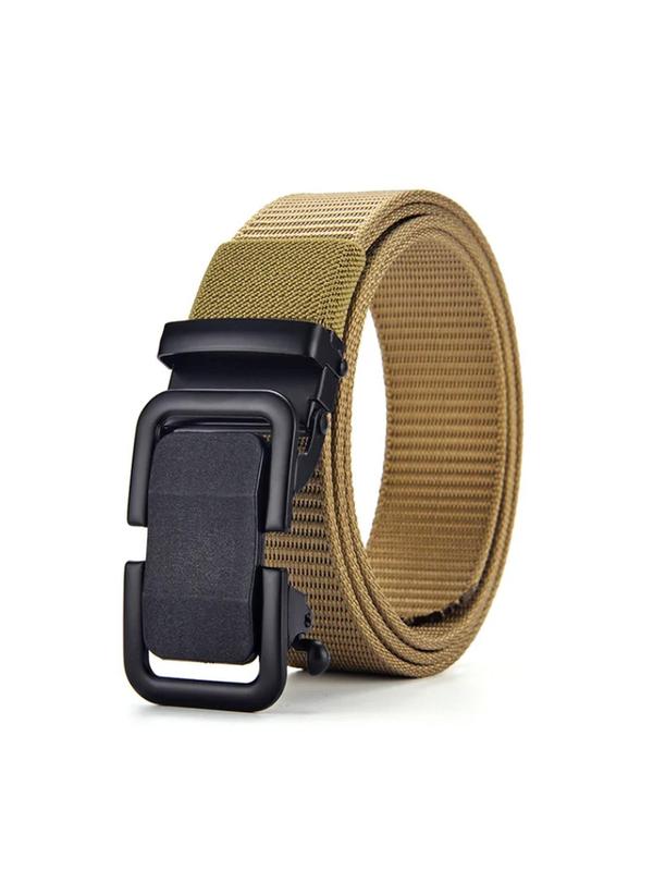 Men's Automatic Buckle Belt, 2024 New Style Solid Color Casual Waistband for Jeans Trousers, Outdoor Training Accessories for Daily Wear