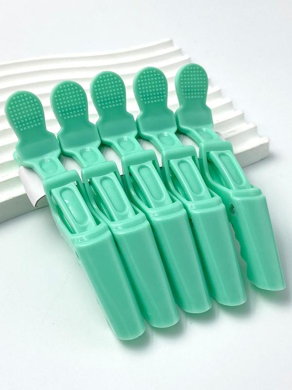 5pcs set Women's Alligator Hair Clip, Solid Color Salon Hair Clips, Plastic Hair Clips, Daily Hairstyle for Hair Dyeing and Divisions