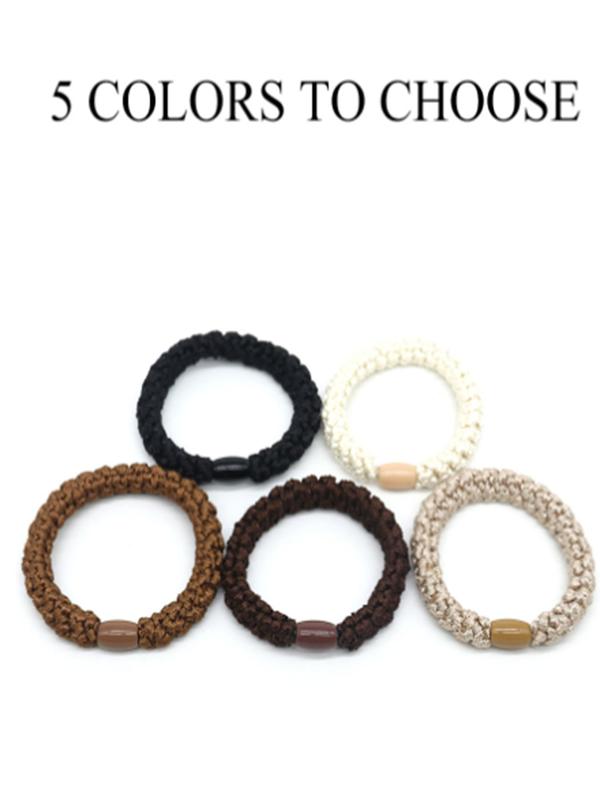 Solid Color Braided Hair Tie Set, High Stretch Hair Tie, Hair Accessories for Women & Girls, Minimalist Headwear Suitable for Thick Hair