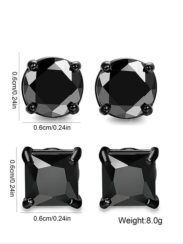 2 Pairs Unisex Simple Style Rhinestone Decorated Stud Earrings, Elegant Trendy Stud Earrings, Fashionable Jewelry for Women & Men Summer Fall 2024, Fall Outfits, Fall Freshness