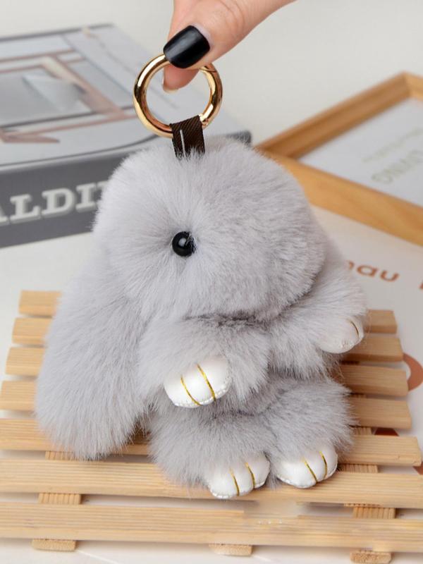 Cute Plush Rabbit Design Keychain, 2024 New Style Fashionable Plush Keychain for Women & Men, Keychain for Car, Key, Trendy All-match & Exquisite Keychain for Birthday Gift