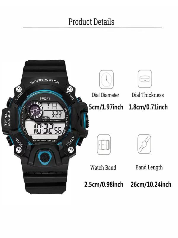 Men's Sporty Minimalist Digital Watch, Trendy Digital Watch with Luminous Dial & Date Display Function, Fashionable Accessories As Gift for Men