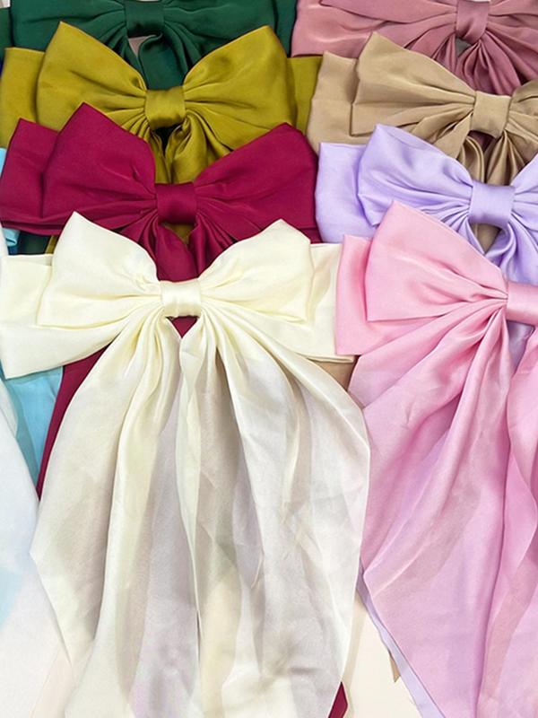 Solid Color Bow Decor Hair Clip, Casual Tiered Layered Long Tail Hair Accessories for Women & Girls, Headwear for Thick Hair, Fall Outfits, Fall Freshness