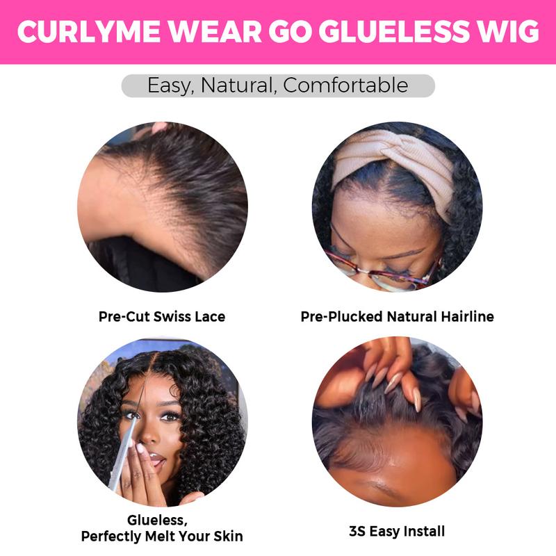 CurlyMe Wear Go Kinky Curly Highlights 4 27 Pre-cut Lace Hair Wigs Pre-plucked