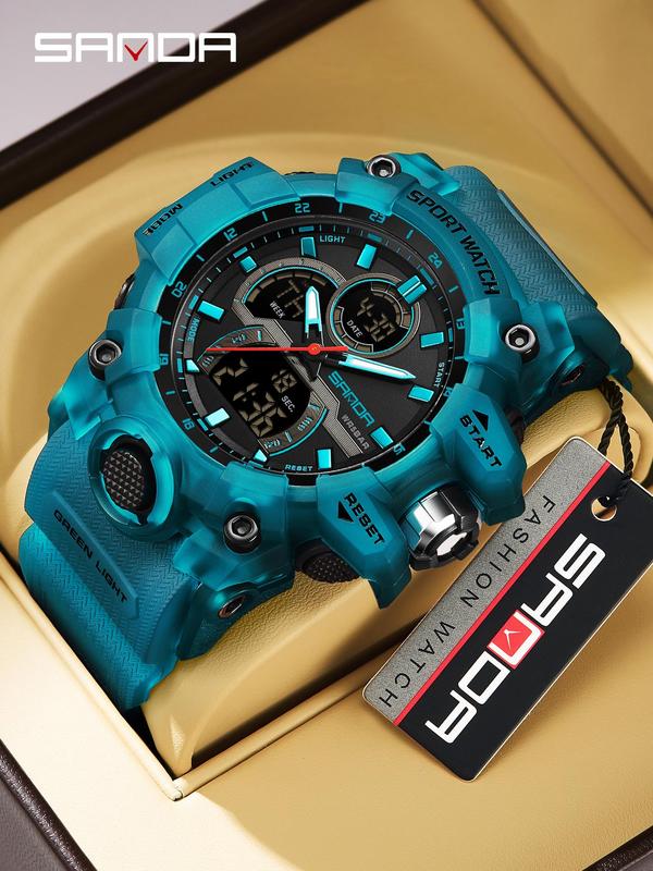 Men's Fashion Sportive Waterproof Digital Watch, Casual Trendy Luminous Digital Watch, Multifunctional Electronic Watch with Box