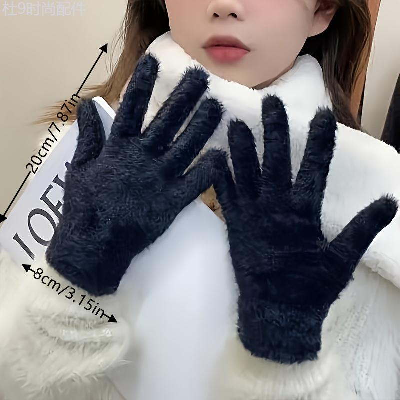 Cozy Plush Winter Gloves for Women - Warm, Stretchy Full-Finger Touchscreen Compatible Mittens in Solid Colors