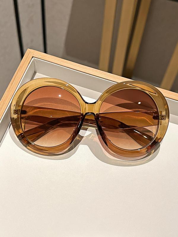 Unisex Vintage Round Frame Ombre Polarized Sunglasses, Trendy Casual Sunglasses for Everyday Use, Fashion Accessories for Outdoor Activities