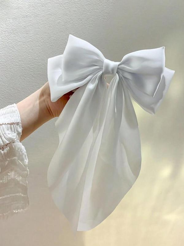 Solid Color Bow Decor Hair Clip, Casual Tiered Layered Long Tail Hair Accessories for Women & Girls, Headwear for Thick Hair, Fall Outfits, Fall Freshness