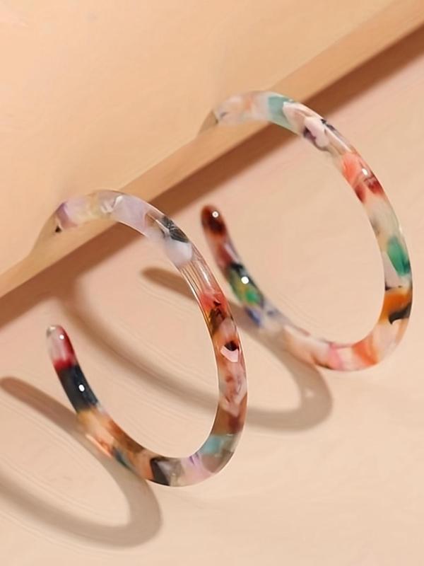 Random Color C-shaped Hoop Earrings, 1 Pair Fashion Jewelry for Party, Daily Clothing Decor, Trendy All-match & Exquisite Jewelry for Birthday Gift for Women