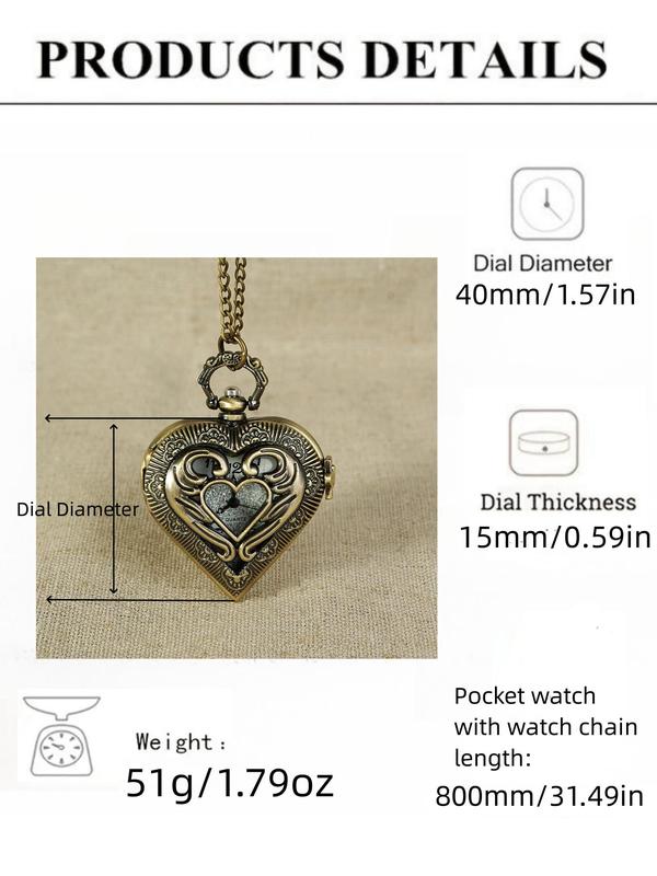 Vintage Heart Shaped Design Quartz Watch with Chain, Elegant Casual Watch for Women, Elegant All-match Fashion Accessories for Daily & Party Decoration, with Box, Gift for Girl Gift