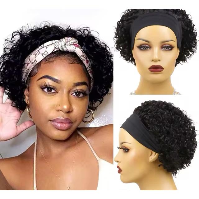 Short headband curly wig human hair