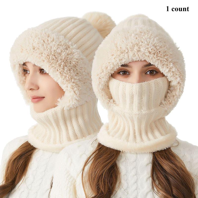 Winter Warm Knit Hat with Ear Cover, 1 Count Windproof Warm Hat for Outdoor Cycling, Sports & Outdoor Hats for Women & Men