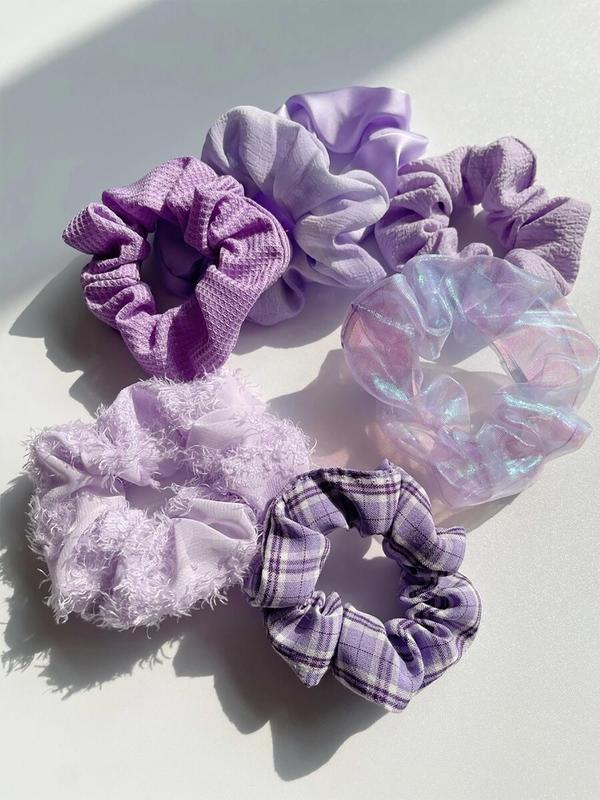 Simple High Stretch Hair Tie, Purple Series Ruched Hair Scrunchies, Fashion Hair Accessories for Women & Girls