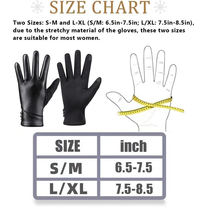 Womens Winter Leather Gloves Touch Screen Lined Windproof Warm Suede Fashion Dress Gloves