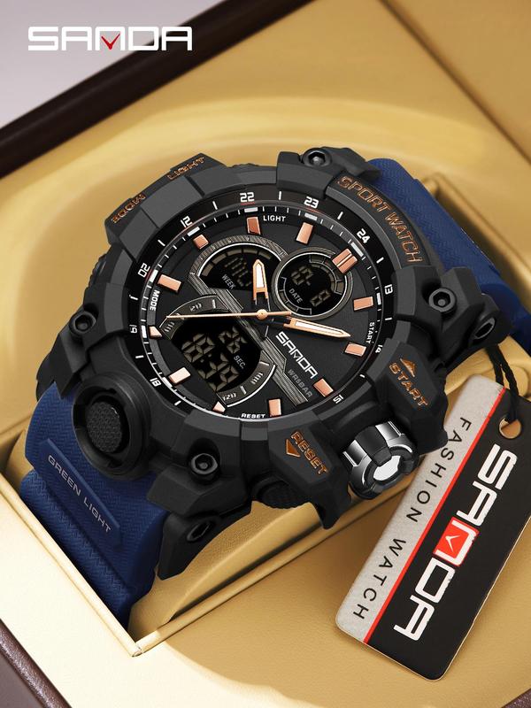 Men's Fashion Sportive Waterproof Digital Watch, Casual Trendy Luminous Digital Watch, Multifunctional Electronic Watch with Box