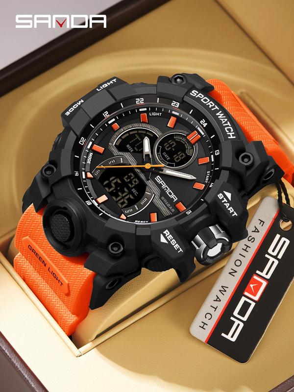 Men's Fashion Sportive Waterproof Digital Watch, Casual Trendy Luminous Digital Watch, Multifunctional Electronic Watch with Box