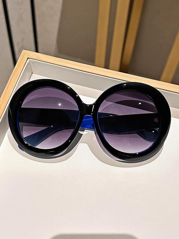 Unisex Vintage Round Frame Ombre Polarized Sunglasses, Trendy Casual Sunglasses for Everyday Use, Fashion Accessories for Outdoor Activities