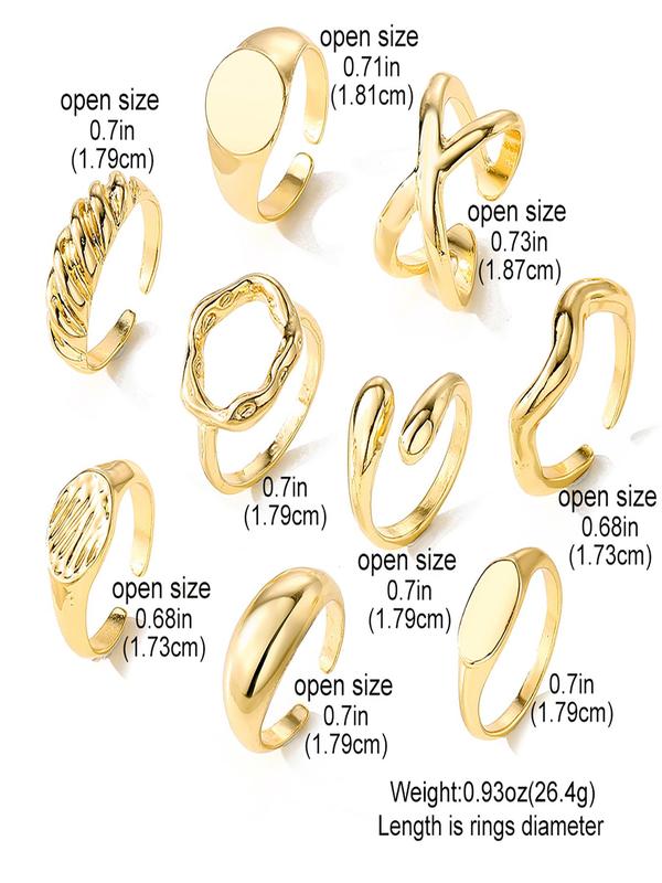 Hollow Out Design Cuff Ring Set, Adjustable Open Ring Set, Fashion Accessories for Women & Girls, Trendy All-match & Exquisite Jewelry for Birthday Gift