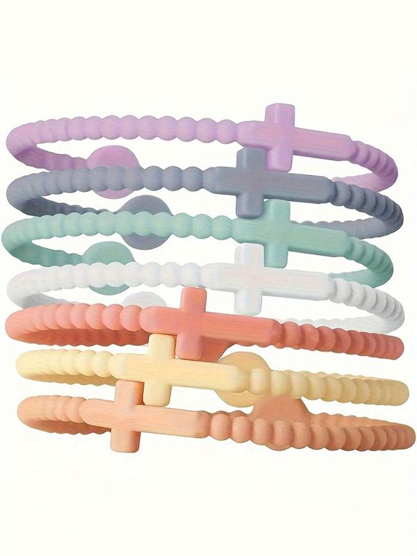 Silicone Cross Design Bracelet, Adjustable Bracelet for Women & Men, Fashion Jewelry for Party, Daily Decor, Trendy Exquisite Jewelry for Gift