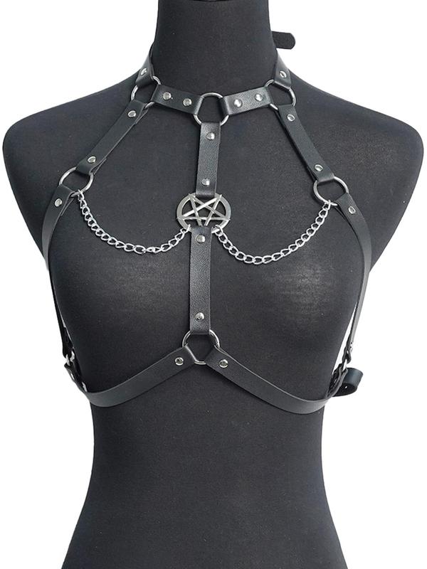 Women's Punk Style Star Decor Chain Belt, Fashionable Studded Decor Chest Chain for Party, Daily Clothing Decor, Trendy All-match & Exquisite Jewelry for Gift