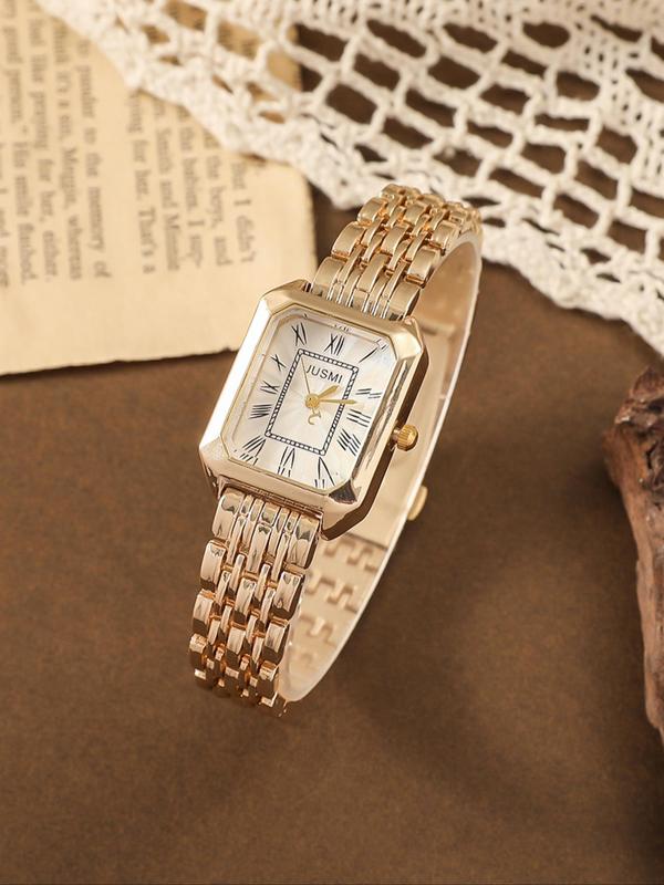 Women's Elegant Rectangle Dial Quartz Watch, Fashion Watch for Party, Daily Clothing Decor, Trendy All-match & Exquisite Watch for Birthday Gift without Box