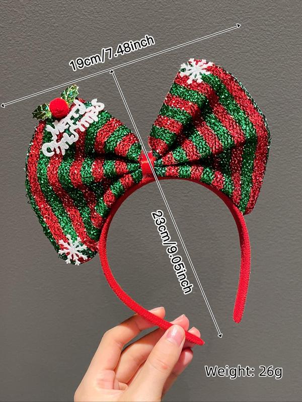 Cute Christmas Themed Bowknot Design Hair Hoop, Fashionable Hair Accessories for Women & Girls, Cute Lovely Hairwear for Daily Used