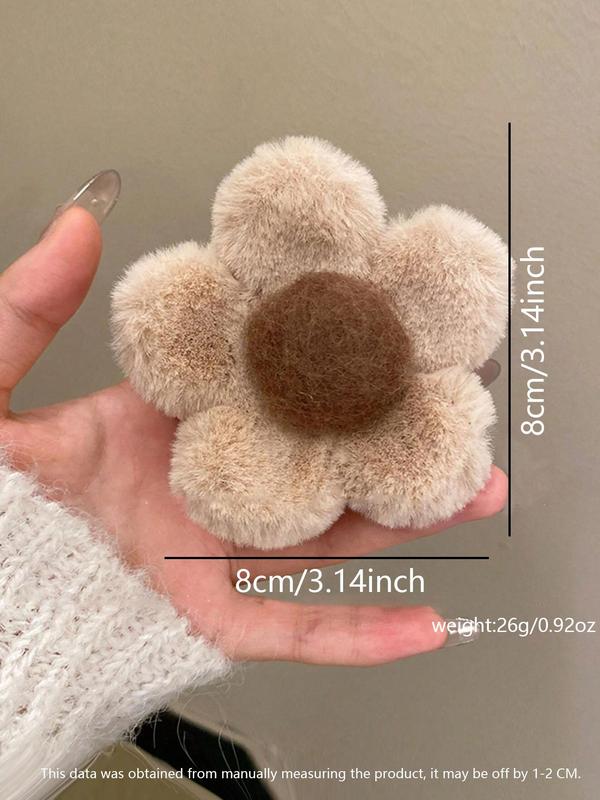 Flower Design Plush Hair Claw, Casual and Versatile Hair Accessories for Women, Minimalist Headwear Suitable for Thick Hair